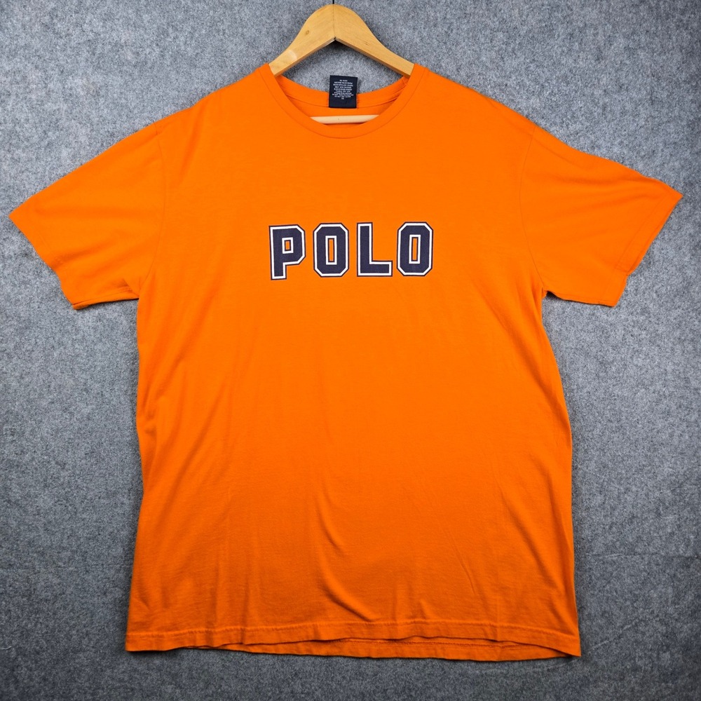 Polo Sport Ralph Lauren T Shirt Mens Large Orange Spellout Logo Tee 00s 90s